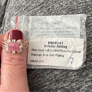 Rose Gold Plated Ring with Pink Stone